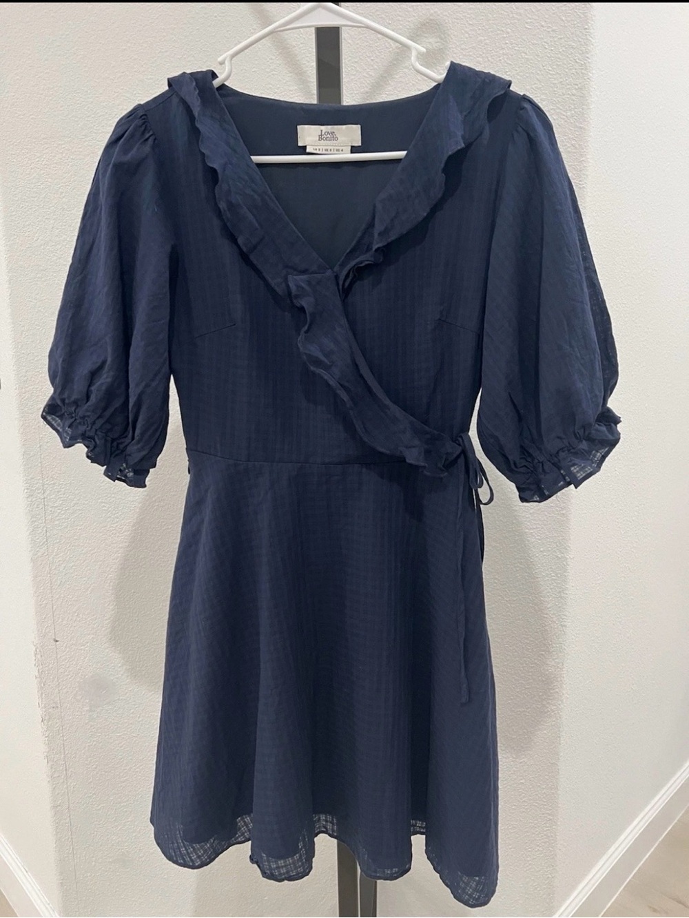 Love Bonito Navy Ruffle Wrap Dress